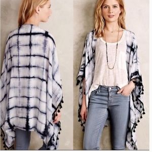 Anthropologie elevenses kimono silk blue one size